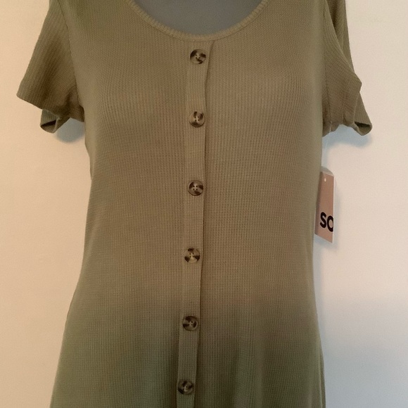Sonoma Womens Dress Sage Green Short Sleeve Knit Button Down Size M NWT - Picture 2 of 4